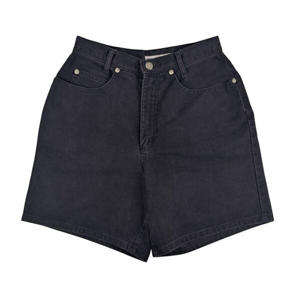 Vintage Black High Waist Denim Mom Shorts Westport Ltd Women’s Waist 26 x 6.5" - Picture 1 of 6